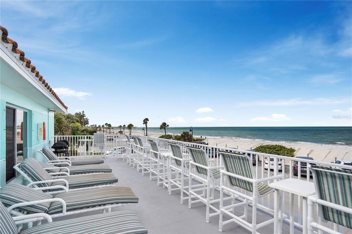 Beach view from the shared balcony terrace, 709 Gulf Way #19